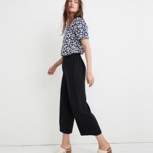 Madewell-Pull On Crop Pants Black Huston High Rise Wide Leg XS